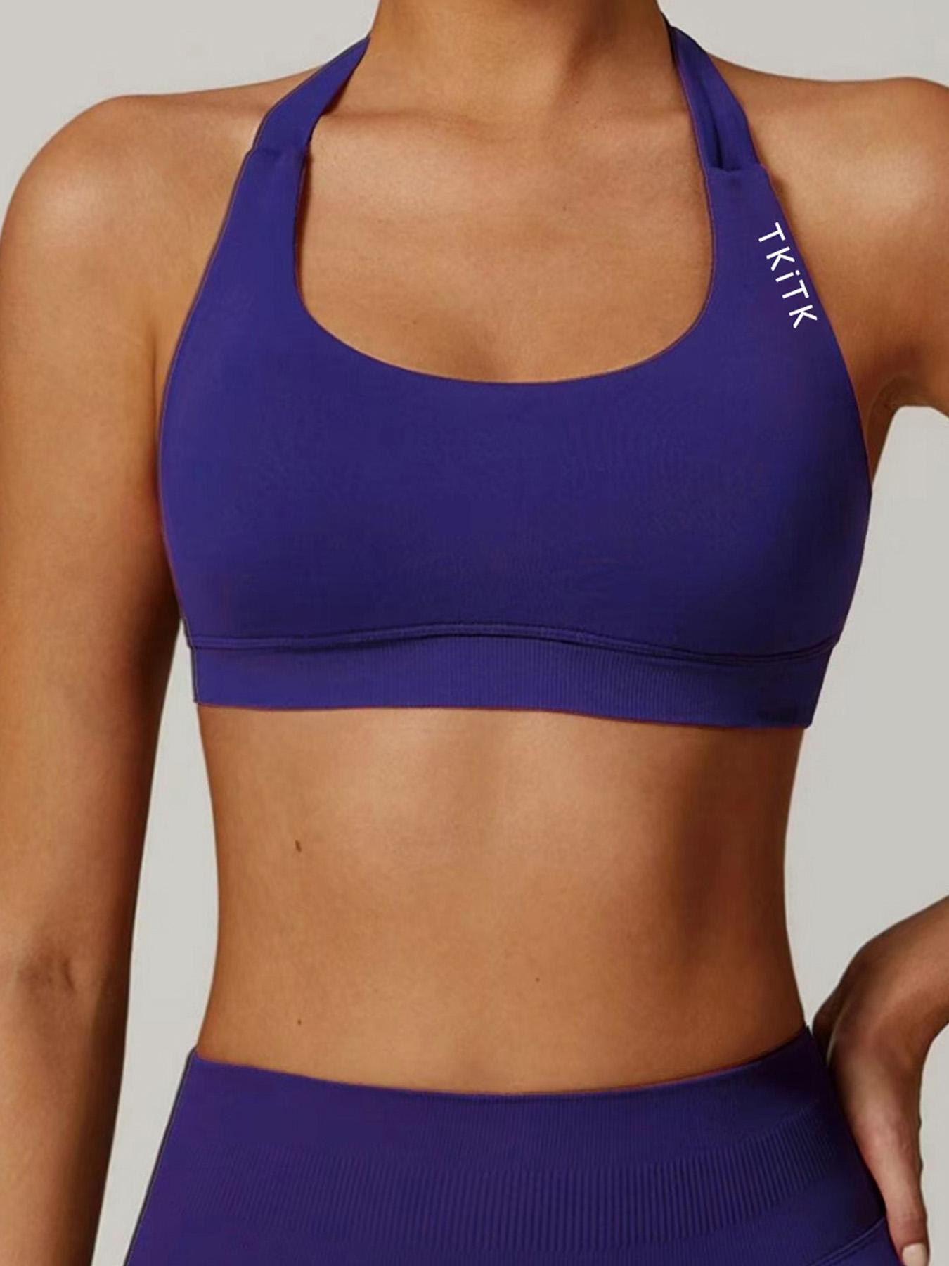 Women's Soft Seamless Sports Bra, Slim-Fitting Letter Pattern Sportswear for Daily Wear, All-Season Clothing for Fitness, Yoga and Running