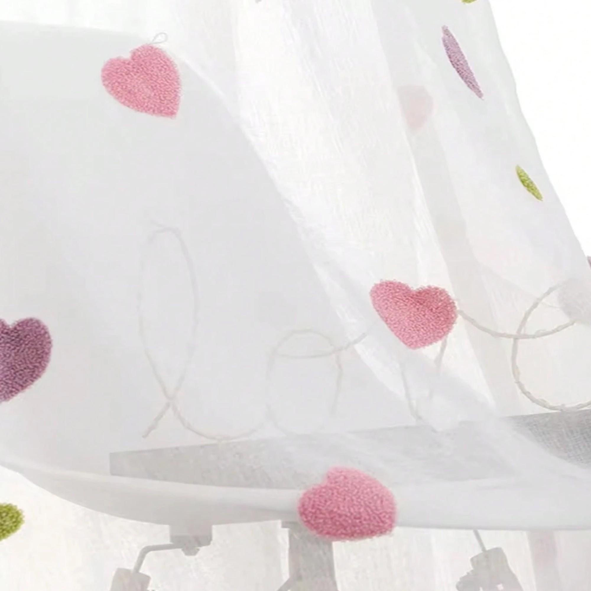 1pc Sweetheart Heart-Shaped Semi-Sheer Curtain, Modern Drapes for Bedroom Girl Room Decor, Atmosphere-Enhancing Window Treatment