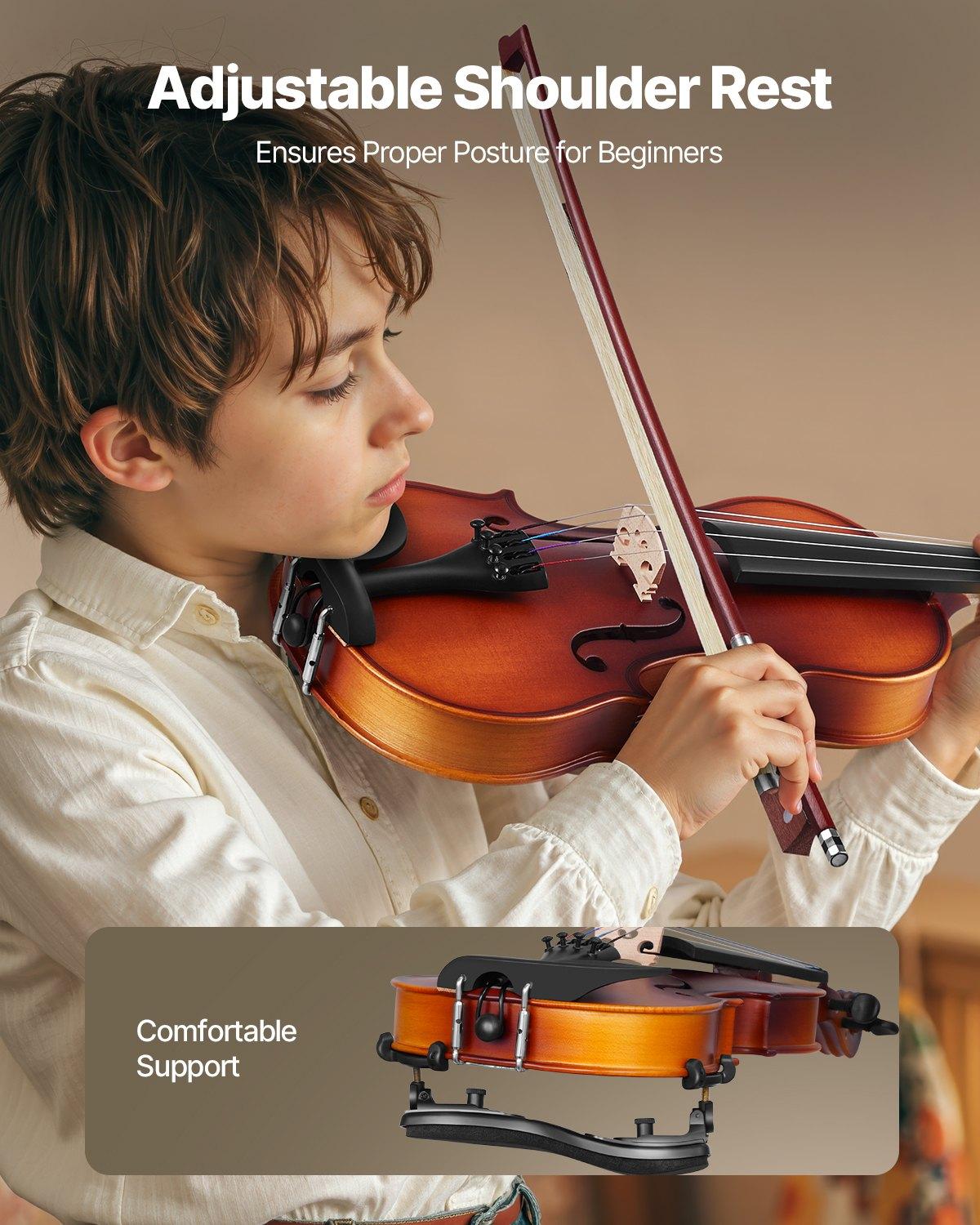 VEVOR 1/2 Size Solidwood Violin Full Kit, Professional Brown Musical Instrument for Beginners, Includes Hard Case, Rosin, Bow, Shoulder Rest, Bridge, Tuner, Extra Strings