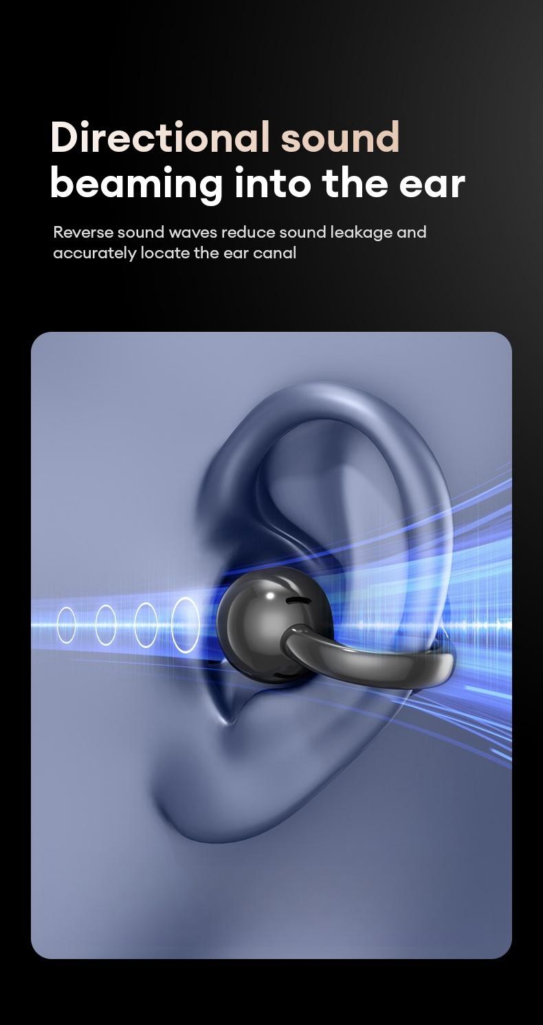 HYUNDAI M100 Clip On Ear Headphones with Audio-visual future Touch Screen, Audio Wireless Headphones for Music & Phone Calls,Sport Waterproof & Sweatproof