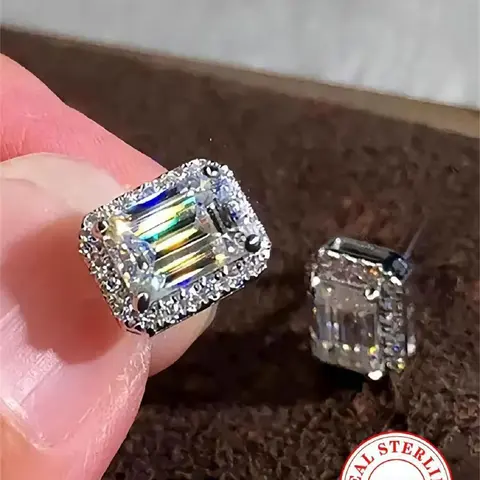 S925 Sterling Silve moissanite earrings - Shining halo design, low allergenic, luxury boutique jewelry for women, the perfect gift for anniversary