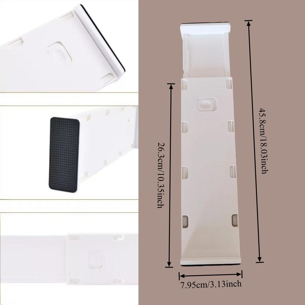 1 Pack Adjustable Expandable Drawer Divider, Plastic Slim Low-Profile Drawer Organizer, Easy Install Separator for Kitchen, Closet, Apartment, Dorm & Small Space Home Storage