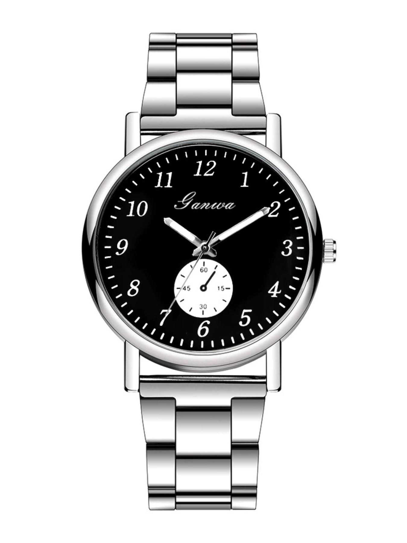 Men's Modern Quartz Watch, Stainless Steel Case, Analog Face, Business Casual Style, Includes Gift Box, All Seasons Wear