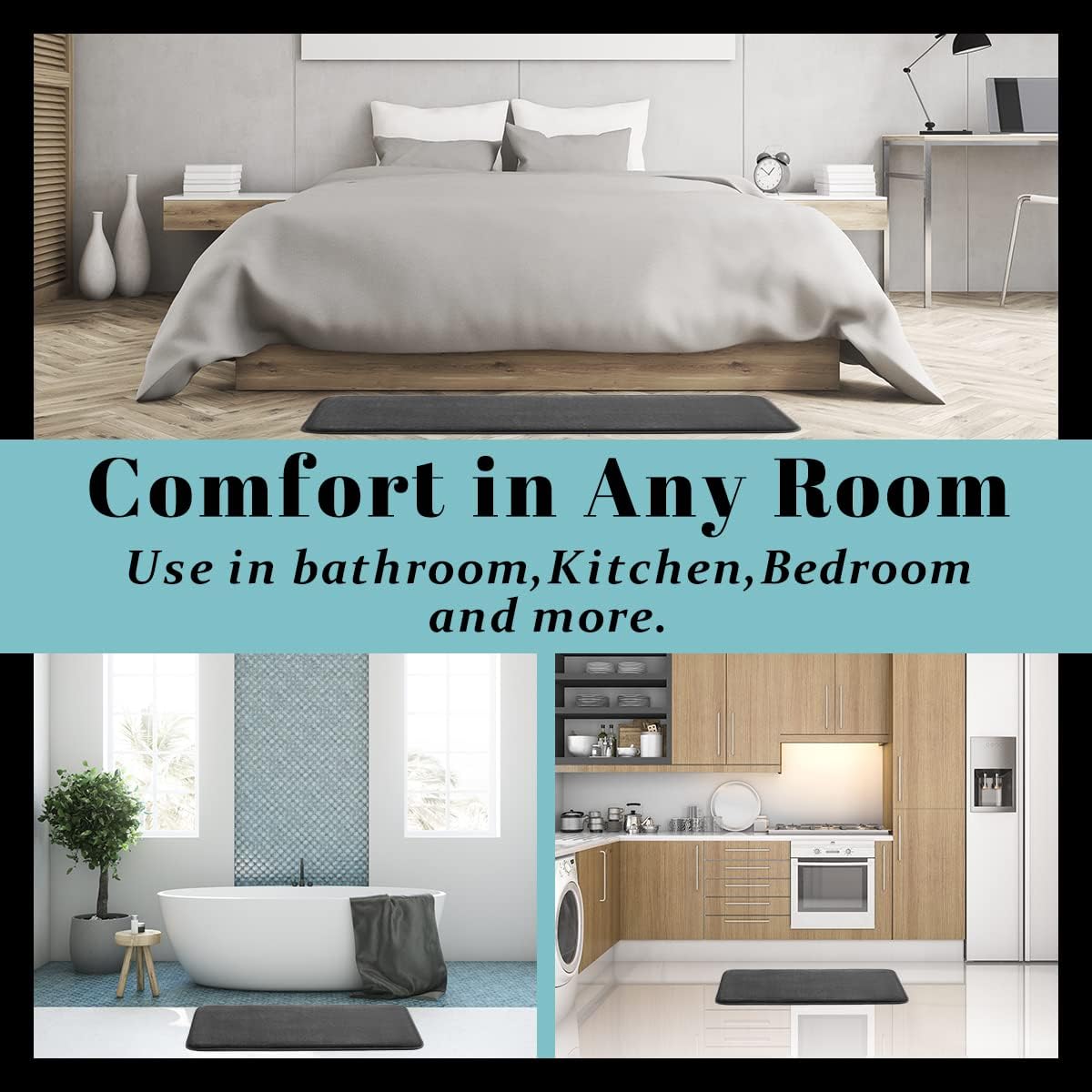 Memory Foam Bathroom Rugs-Soft and Non-Slip Bath Rugs, Machine Washable, Super Absorbent Velvet Bath Mats，Easier to Dry for Bathroom  Rugs Microfiber Cozy