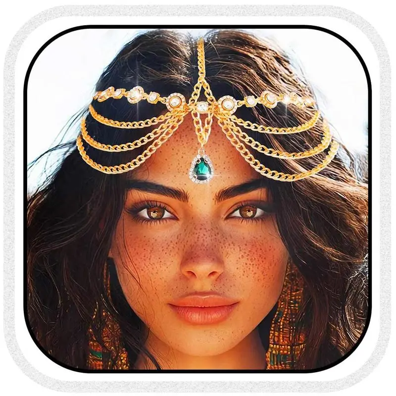 Gold Head Chain Jewelry Boho Headpiece Prom Accessories for Women |   Crystal Egyptian Greek Goddess Head Piece Prom Headband Hair Chains