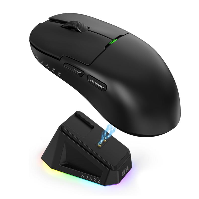 AJAZZ AJ159 PRO wireless mouse PAW3395 sensor corresponding fast DPI26000 advanced magnetic charging base wireless 8K the third mock examination 2.4G+Wired+BT support multi system suitable for E-sports games and office