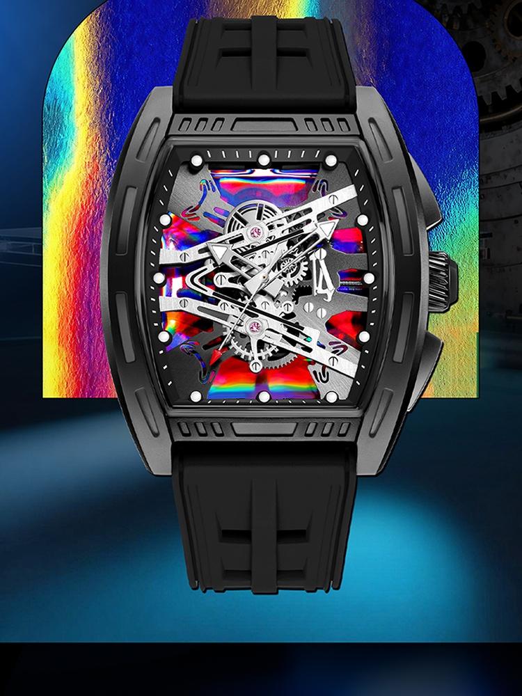 1Pcs Brand Men's Barrel shape Watches Waterproof, Trendy Retro Style Watch for Man,Luxury Male Quartz Wristwatch, Silicone strap/ABS plastic case, Fashion Trend Men Business Watch, Holiday Birthday Gifts