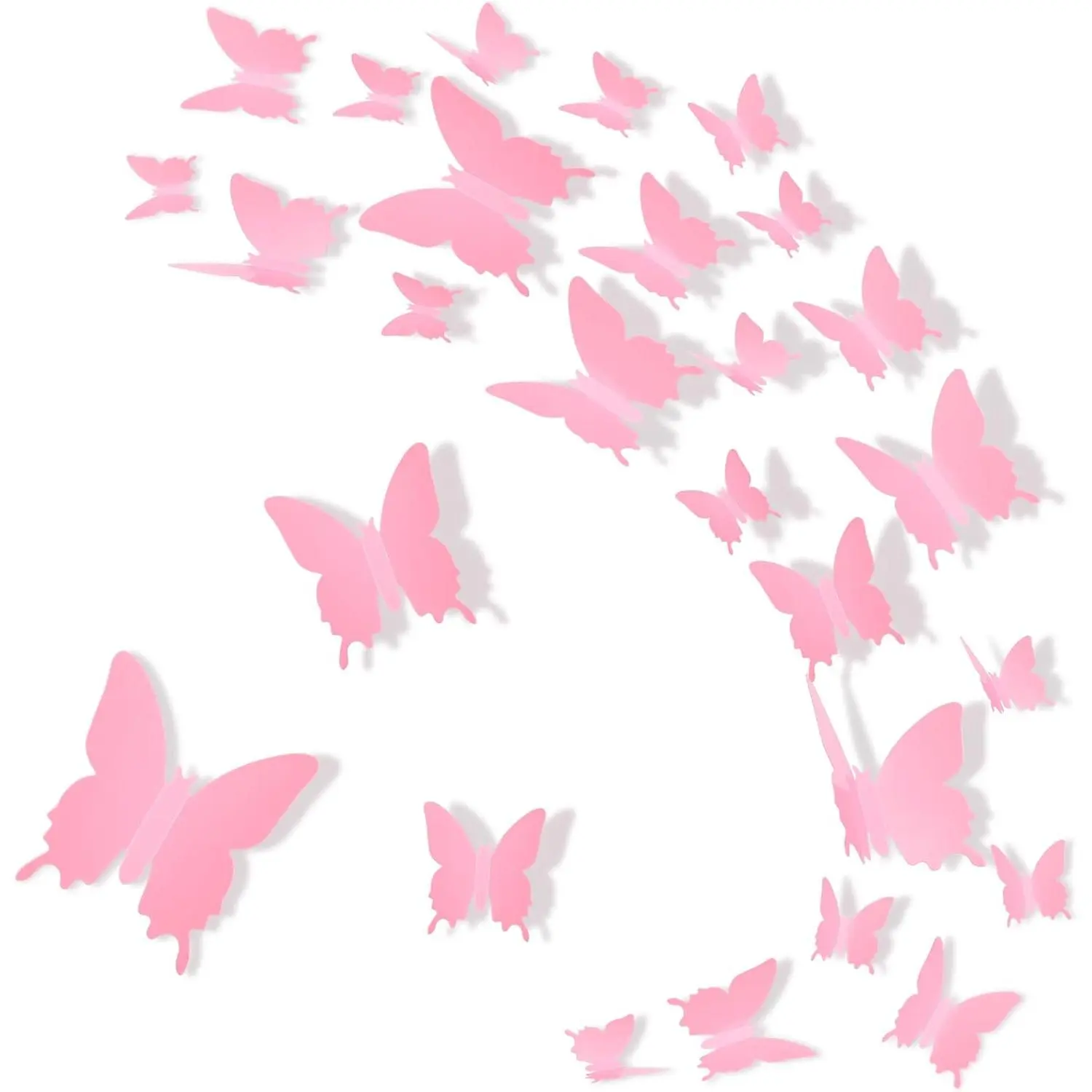 48-Count Multi-Size Synthetic Butterfly Mirror Wall Decor Stickers - Modern, Removable Peel-and-Stick, Mirror Effect for Birthday Party Cake, Room Wall Decoration