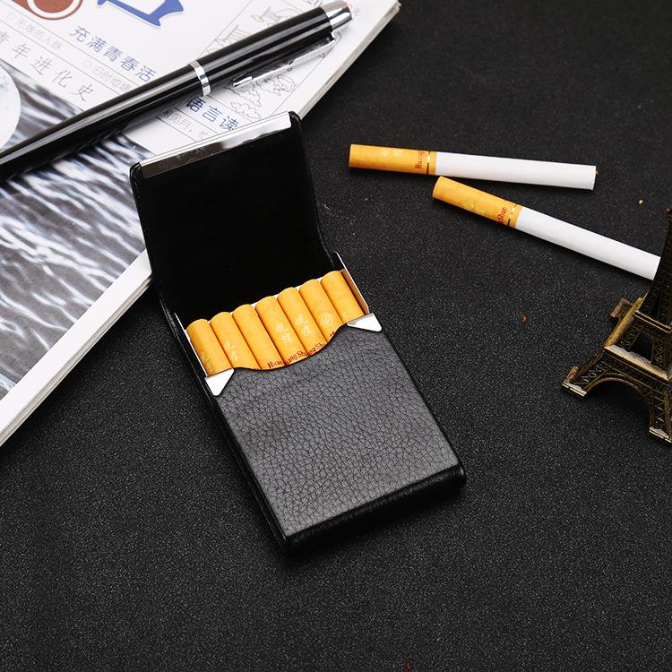 Vertical Stainless Steel Hardware Metal Leather Cigarette Case Metal Cigarette Case, Business Cigarette Bag, Fashion Gentleman Cigarette Bag