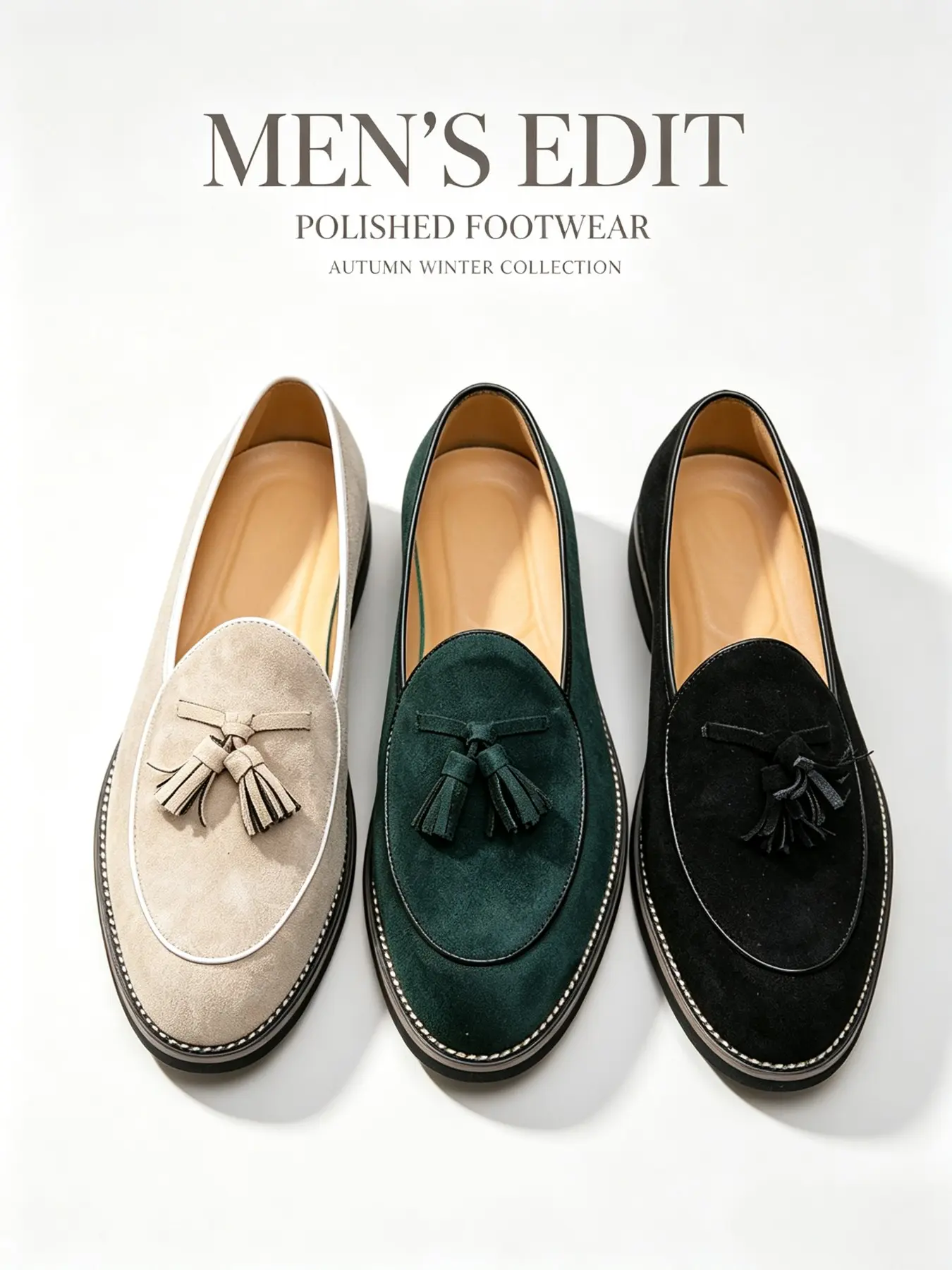Men's Casual Loafers, Velvet Fringe Design, Round Toe, Rubber Sole, Medium Width, All Seasons, Business Party Wedding Shoes