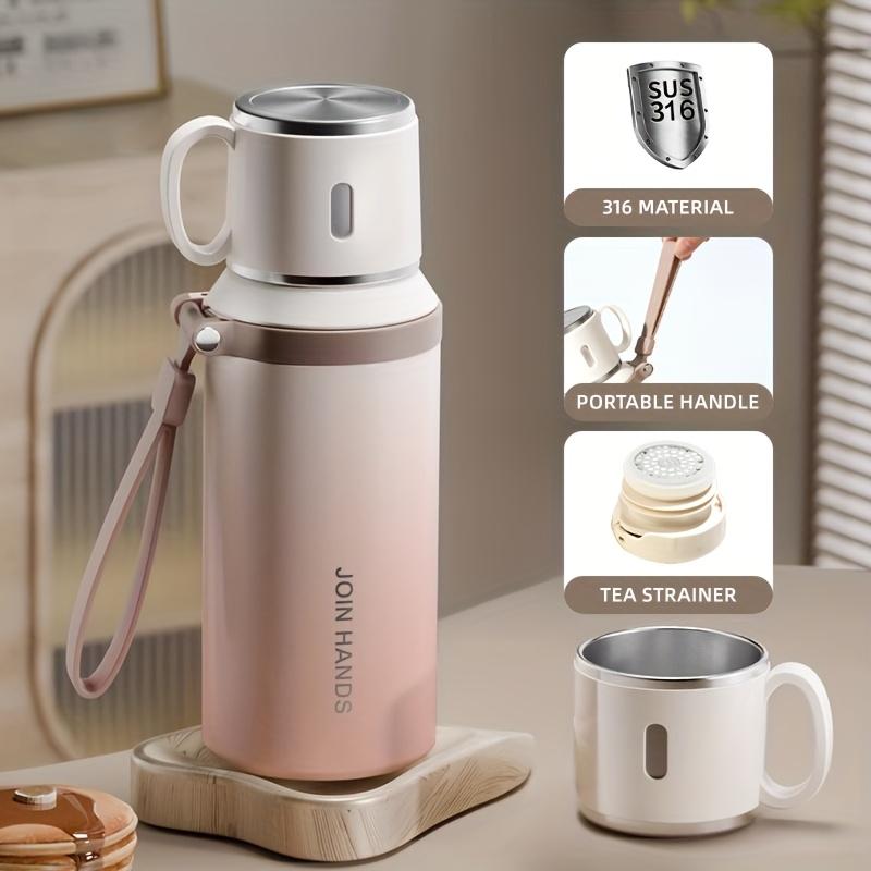 316 Stainless Steel Vacuum Insulated Sports Water Bottle, Gradient Color, with Lid, Tea Filter, Handle, 700ML/24oz, Outdoor Travel Mug