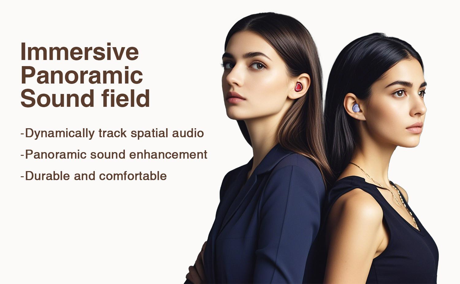 HYUNDAI F9 Heart Shaped Wireless Earphones, Cute Women's Wireless Earbuds，Light-weigh Sports Headset for Work, Hiking, Running and Outdoor Activities