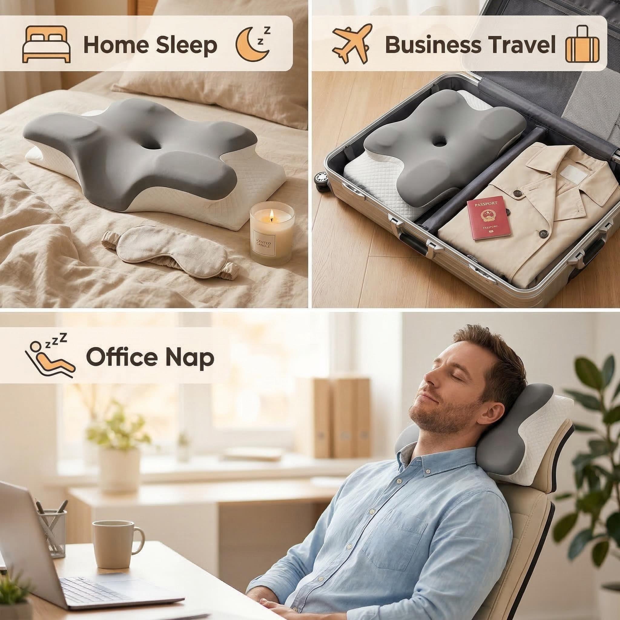 Orthopedic Neck Pillow for Pain Relief Cervical Support Memory Foam Contour Design Cooling Pillowcase Ideal for Side Stomach Back Sleepers