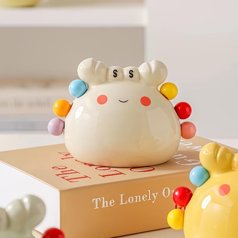 1 piece set, fruit fork box with 6-fork ceramic crab storage tank, stainless steel dessert fruit fork, portable dessert tableware.