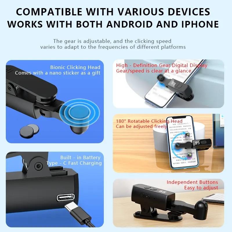 Charging Version Automatic Answerer, Speed Tool for Smartphones & Controllers, Fast Screen Click Simulator, Portable Trigger for Shopping Rewards Live Streaming Likes Tasks