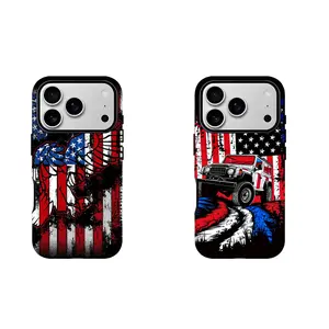 Distressed Style American Flag Car Two-In-One Drop-Resistant Mobile Phone Case Protection, Shockproof For IPhone 17-11, Pro Max, Pro Plus, and Samsung S26 25 24 23 Safety Case