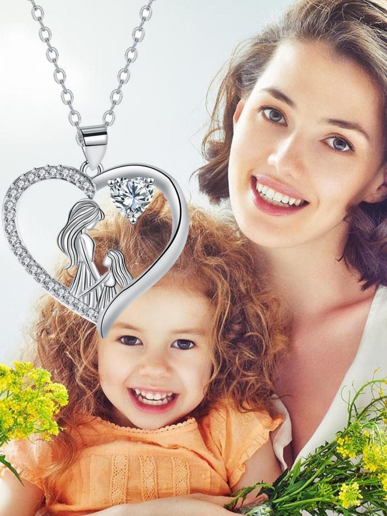 Pink Heart Shadow Exquisite heart-shaped fashion luxury gem necklace for mother and daughter.Paired with a preserved rose & teddy bear jewelry gift box.Perfect mysterious gift for festivals, birthdays, Valentine's Day, Mother's Day and Christmas.