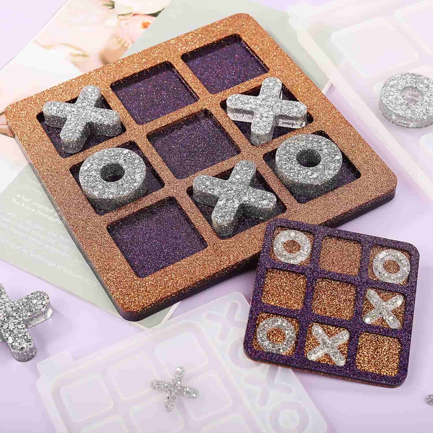 2 Count Large Tic Tac Toe Resin Silicone Mold for Resin Casting, DIY Tabletop Board Game,Travel Game, Children's Day Gift Crafts - LET'S RESIN 2 Count Large Tic Tac Toe Resin Silicone Mold for Resin Casting, DIY Tabletop Board Game,Travel Game, Children's Day Gift Crafts - LET'S RESIN