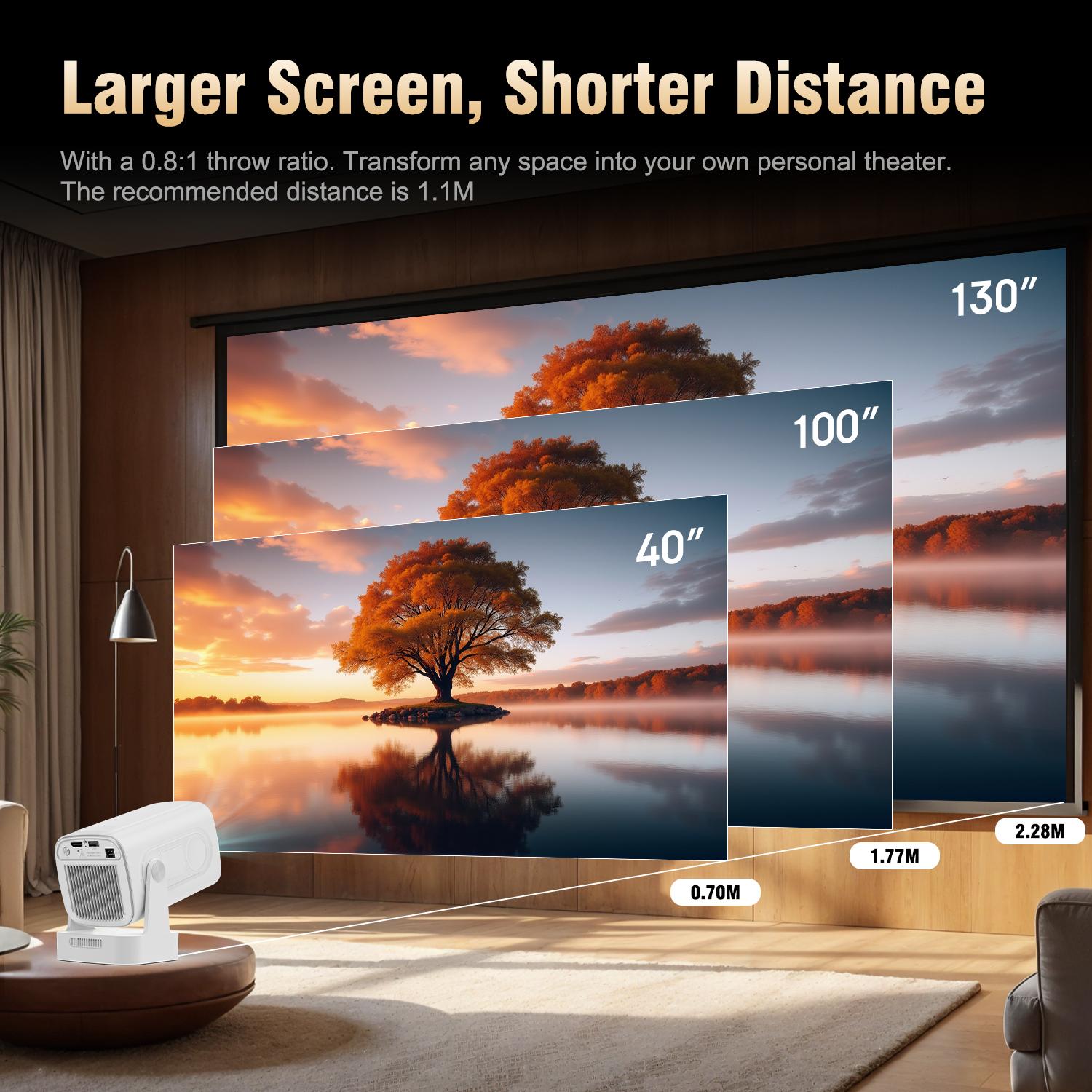 [US warehouse] Magcubic HY310 Auto Focus Projector 330ANSI 4K Videosource Supported Native 1080P BT5.4 Android 11 WIFI6 60Hz Reflash Allwinner H713 180° Flexible Rotating Built-in Speaker Portable Home Cinema 130" Screen Lightweight