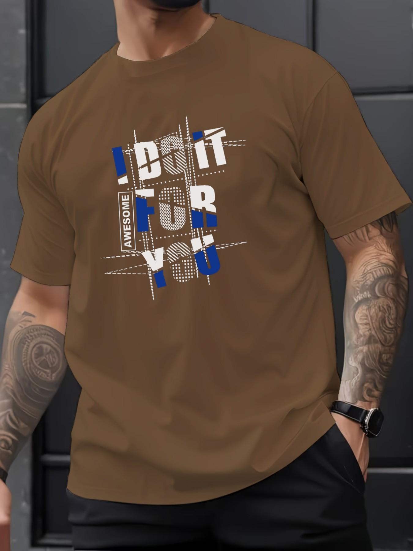 Men's Summer Micro-Stretch Comfort Round Neck Printed T-Shirt, Fashionable Trendy Wear, Best Choice for Men, Casual Stylish Tee