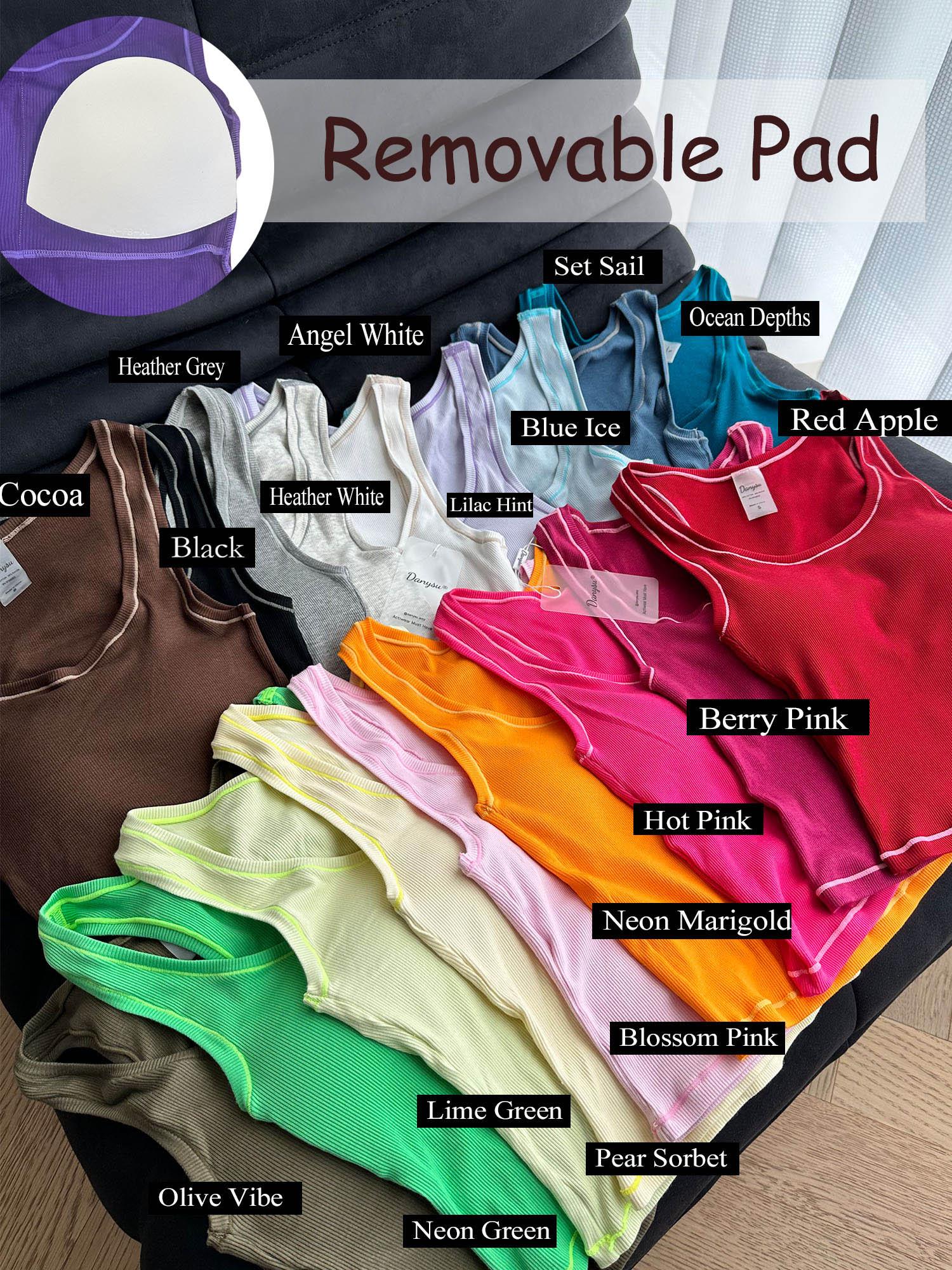 Danysu Women Rib Tank Top Padded Workout Top Square Neck Crop Tank Fitted Basic Cami Tops