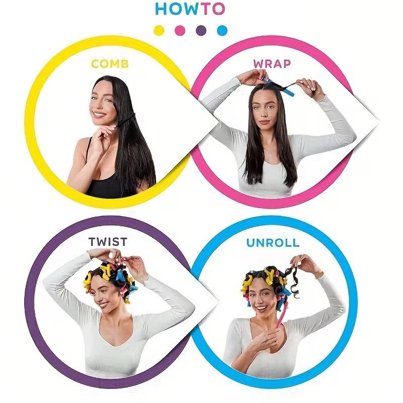 10pcs Flexible Hair Rollers Set, No Heat Curling Rods for Soft Waves & Spirals, DIY Foam Hair Rolls for Short & Long Hair, Blue, Heatless Hair Curlers