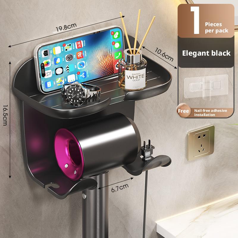 Multifunctional No-Drill Bathroom Hair Dryer Stand, Bear Head Integrated Hair Dryer Rack, Space-Saving Storage Solution for Bathrooms