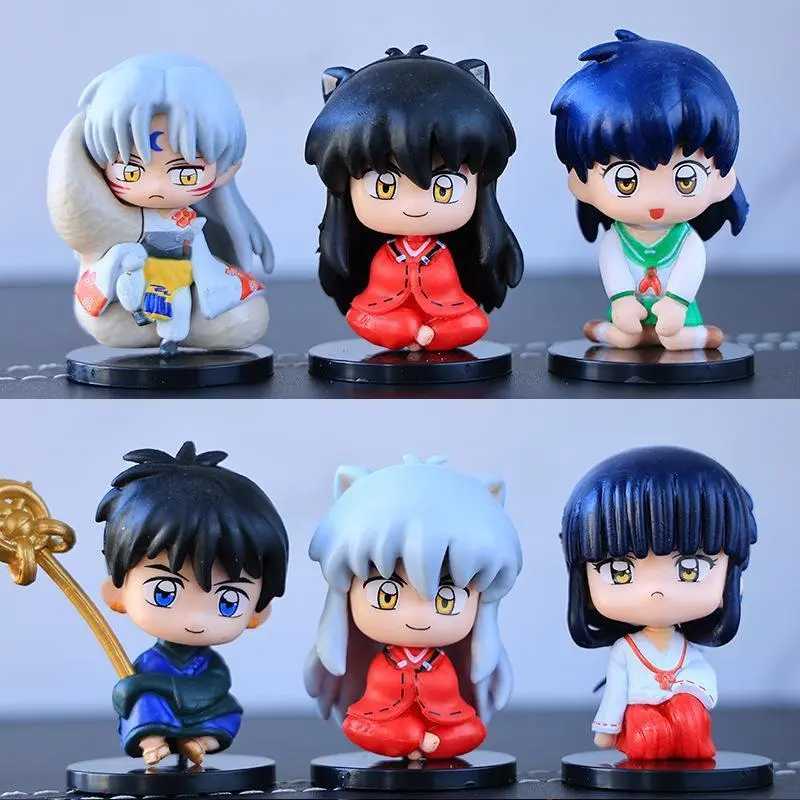 New  Inuyasha Anime Figure Higurashi Kagome Miroku Sesshoumaru Action Figure Q Version Toys Pvc Model Doll  Gifts for Kids Popular toys 2026 Hot selling toys