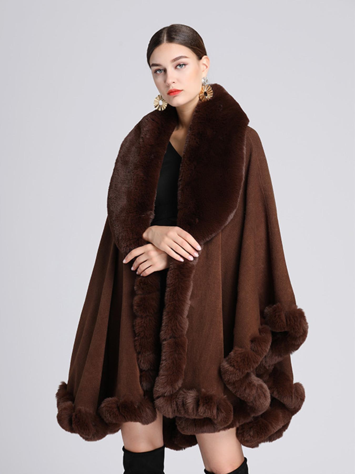 Luxurious Warm Plush Cape for Winter, Gradient Color Casual Fashion Accessory, Elegant Addition for Cold Weather, Fluffy Soft Scarf