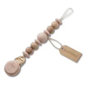 Pacifier Holder, Silicone Pacifier Clip – Metal-Free Design, Lightweight, for Everyday Use – Beige