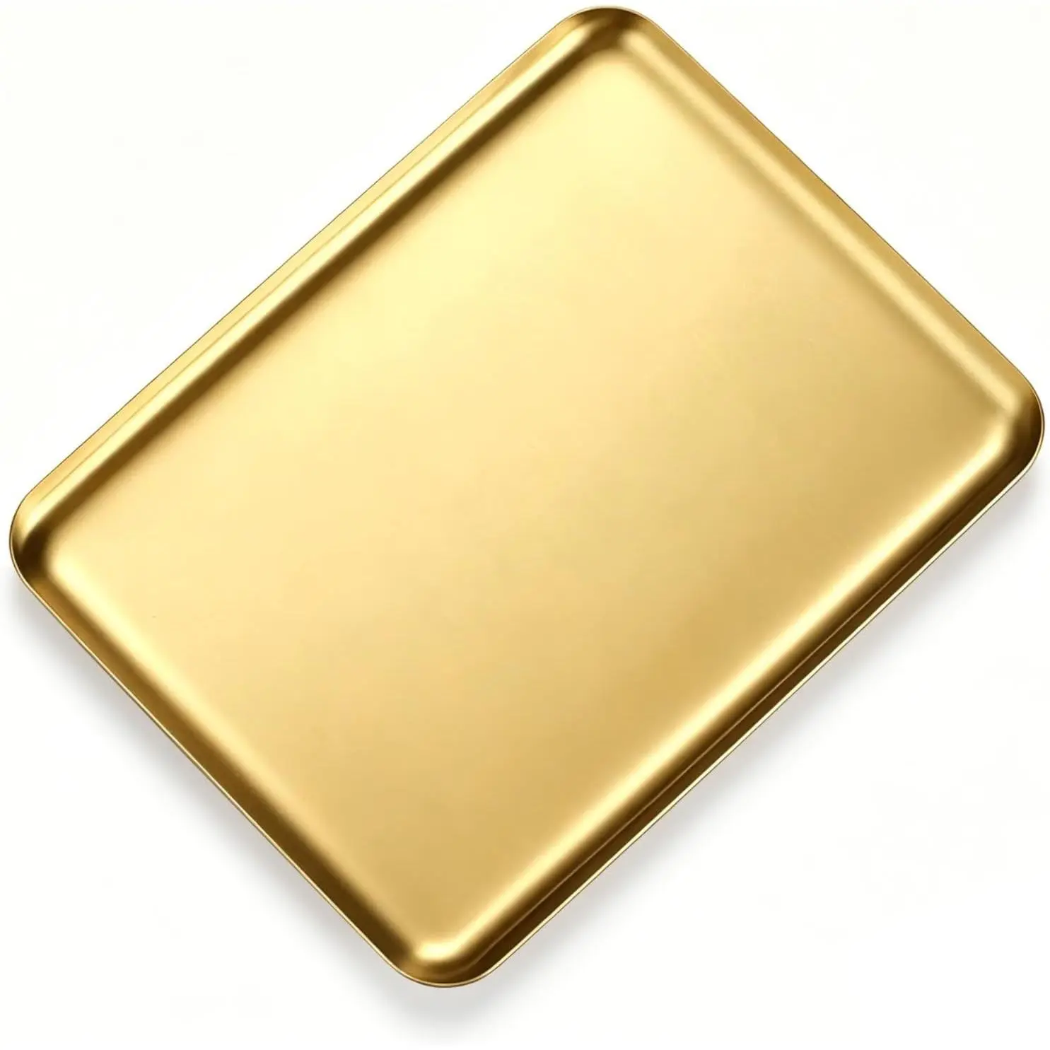 Small Gold Stainless Steel Tray, 8x6 Inch Rectangular