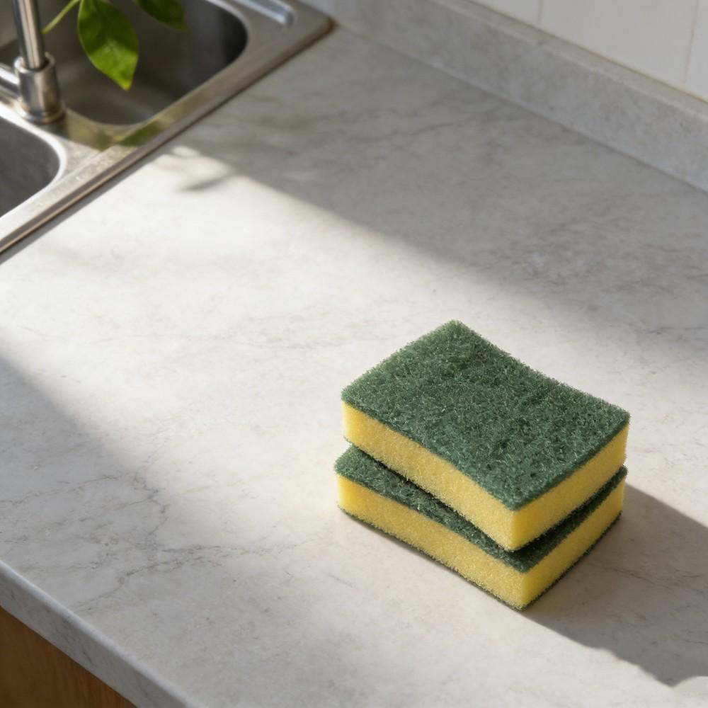 10 Pieces Waist Type Dual-Sided Cleaning Sponges, Simple Style, Oil Removal, No Scratching, Home Kitchen Daily Clean