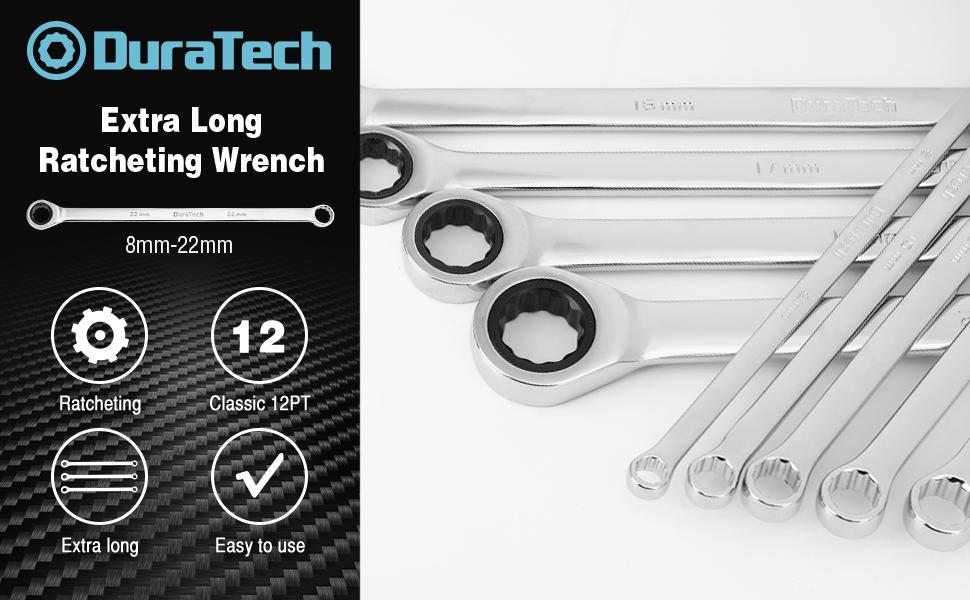 #SpringGlowUp DURATECH Extra Long Ratcheting Wrench Set, Double Box End Wrench Set, Metric, 9-Count, 8,10,12,13,14,16,17,19,22 mm, CR-V Steel, with EVA Foam Tool Organizer #SpringGlowUp DURATECH Extra Long Ratcheting Wrench Set, Double Box End Wrench Set, Metric, 9-Count, 8,10,12,13,14,16,17,19,22 mm, CR-V Steel, with EVA Foam Tool Organizer