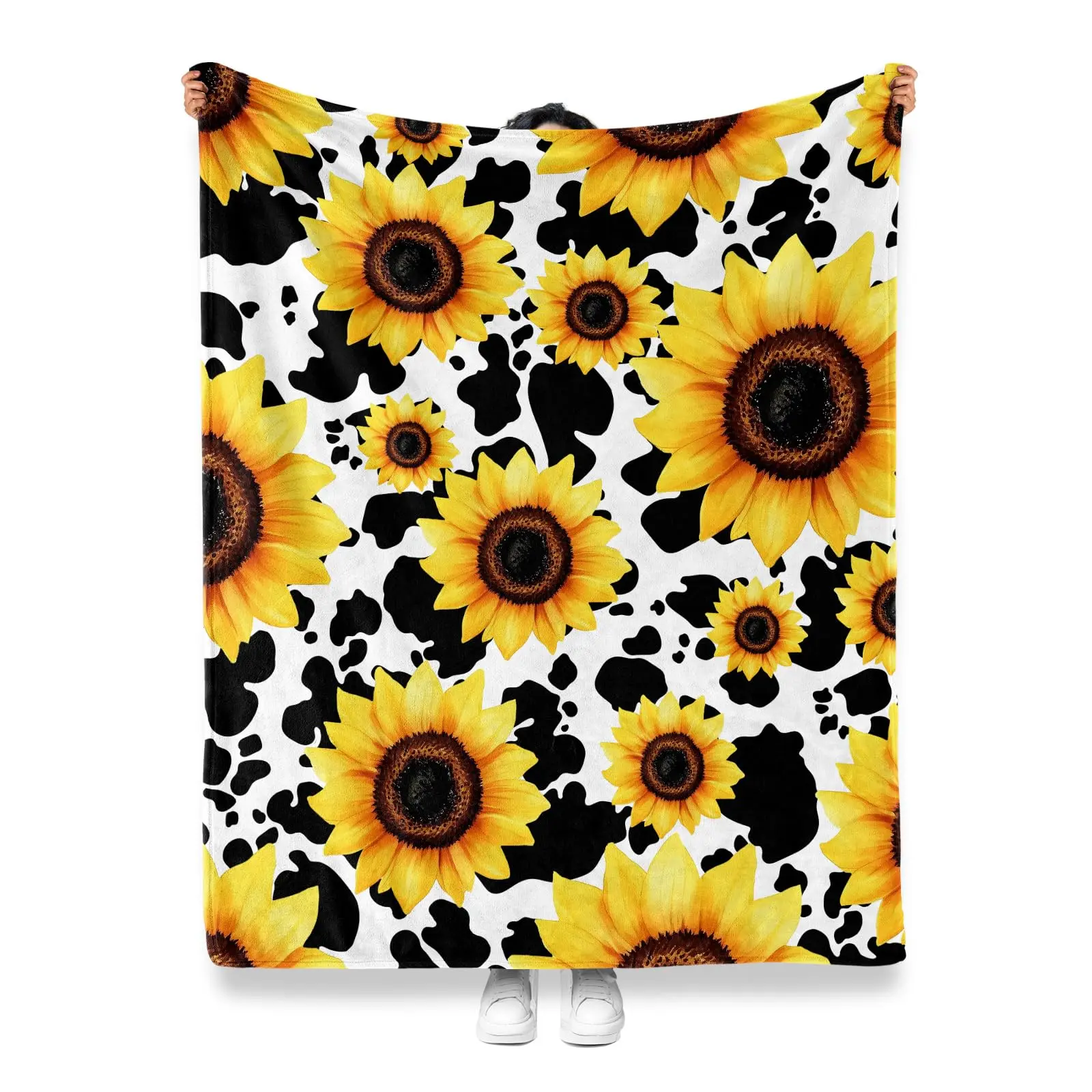 Women's Anti-Pilling Sunflower Throw Blankets, Soft Flannel 50"x60" - Cozy Plush Fleece for Sofa/Couch, Birthday/Mother's Day Gift, All-Season Bedroom Decor Accessory