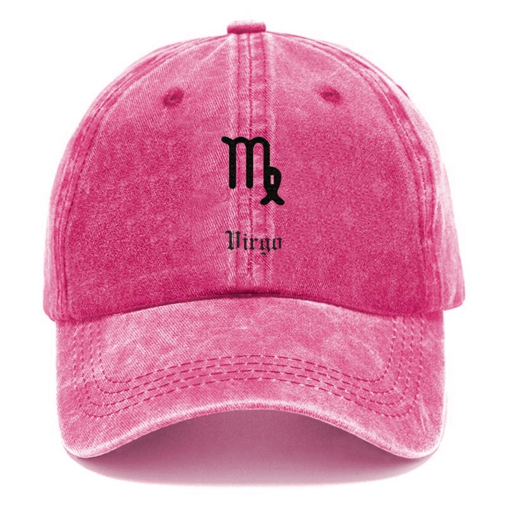 Aquarius Zodiac Embroidery Washed Cotton Baseball Cap for Women Trendy Stylish Sun-Shading Trucker Hat with Natural Texture