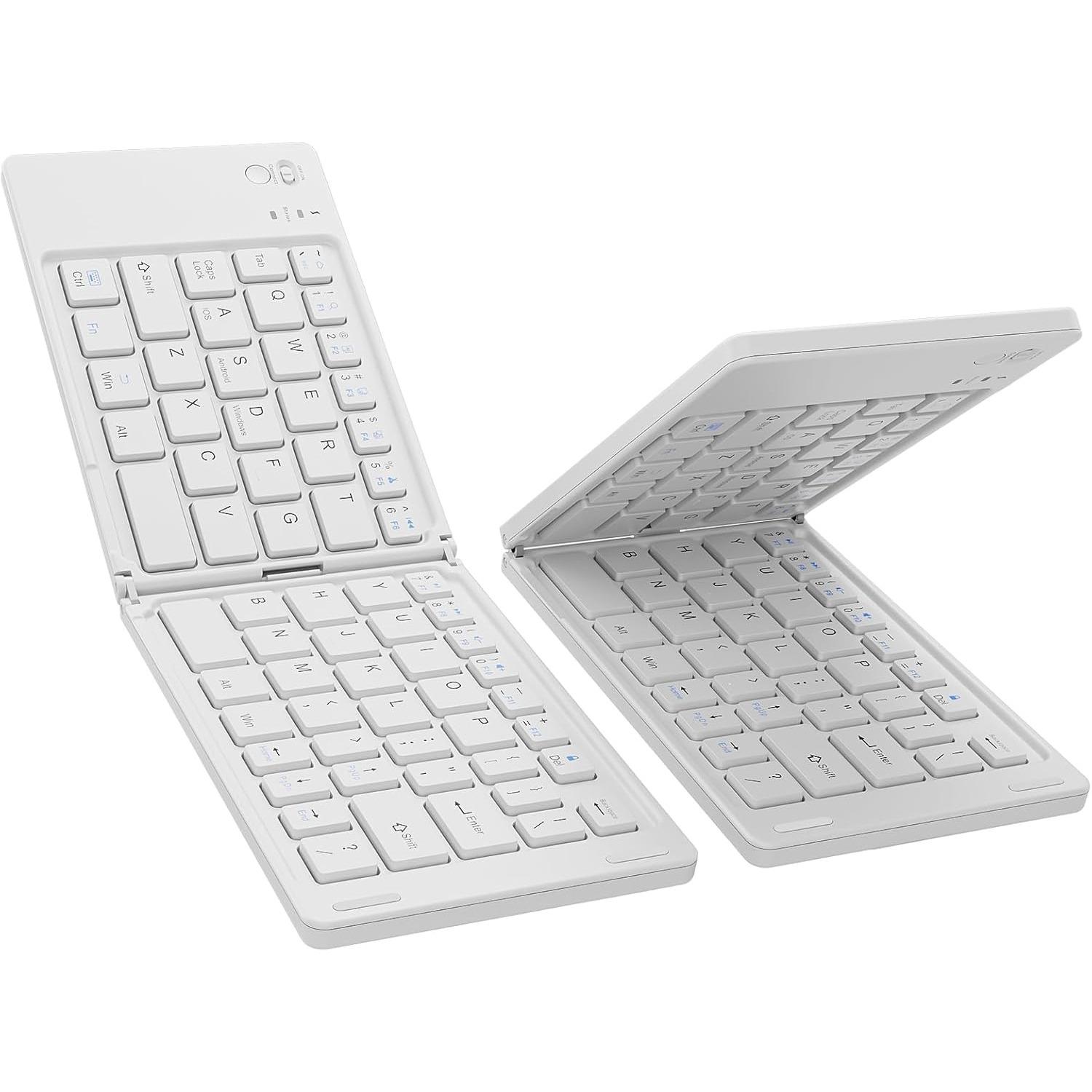 Foldable Wireless Bluetooth Keyboard, Pocket-Sized Travel Folding Keyboard for iPad, iPhone, Smartphone, Tablet and Laptop