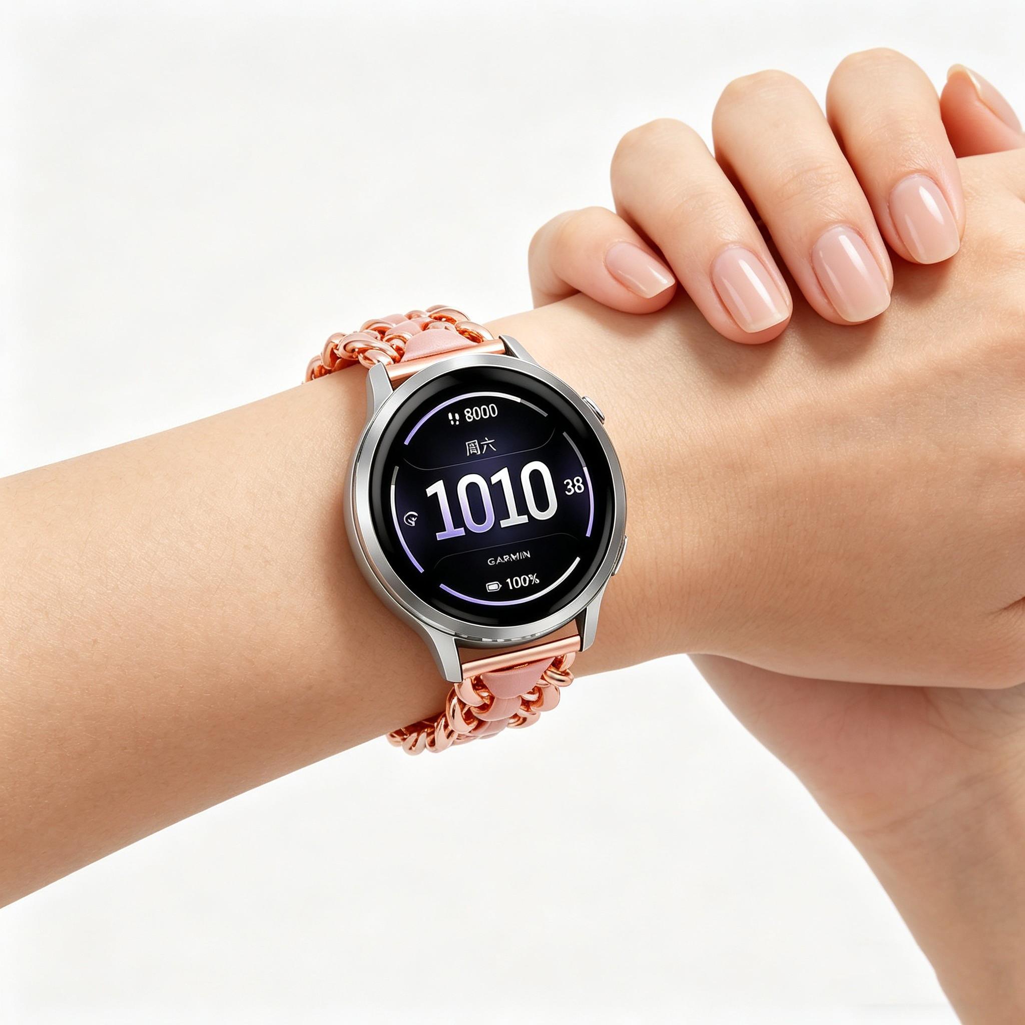 Suitable for Garmin Venu 3 strap 45mm/Venu 4 45mm/Venu2/Vivoactive 4, 22mm quick release steel metal strap replacement strap, suitable for Forerunner 570-47mm/265/255 women's Cuban strap