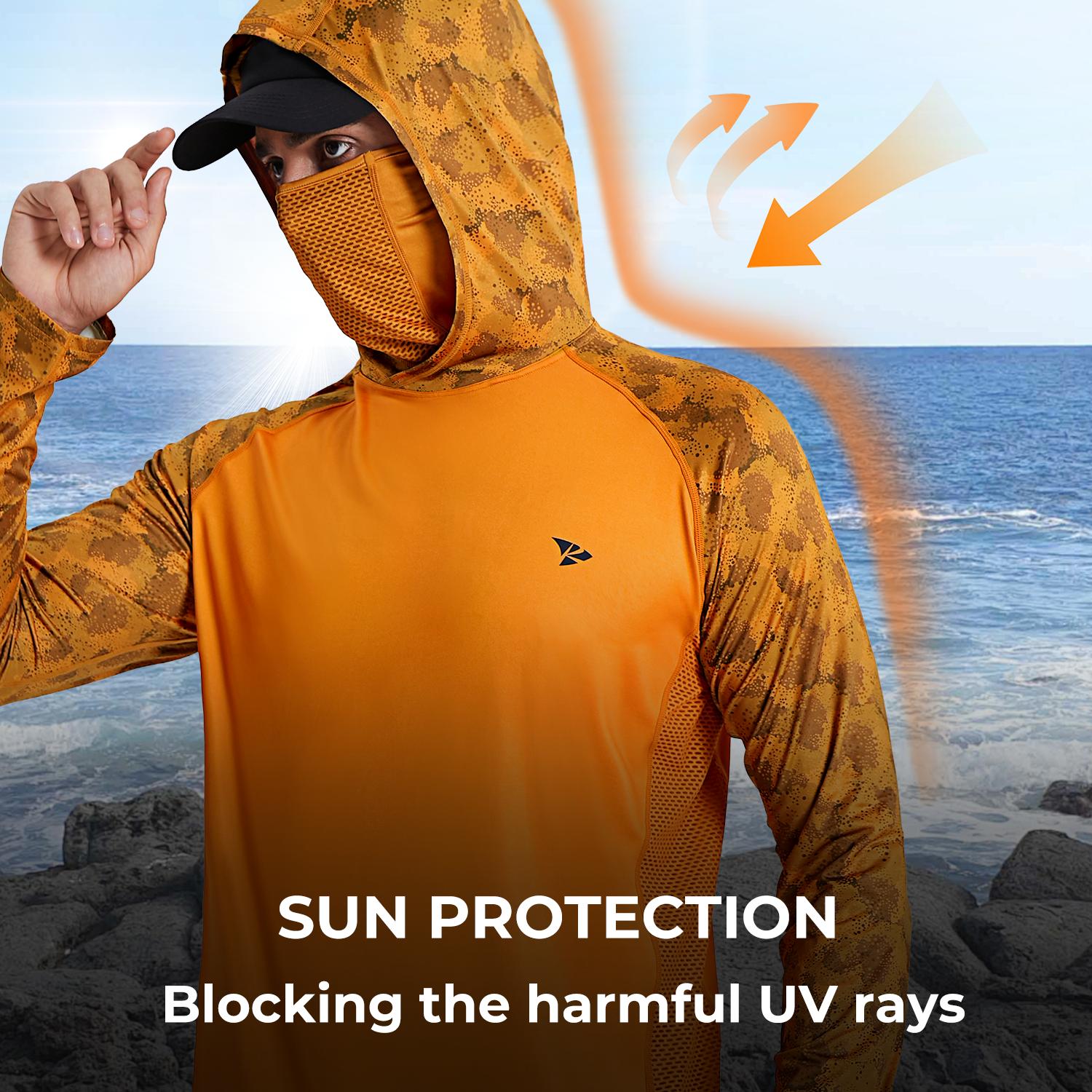 RODEEL 915 Sun Hoodie Shirts w/ Mask Neck Gaiter Men UPF 50+ UV Protection Long Sleeve Lightweight Quick Dry Moisture Wicking Breathable Cooling Activewear for Outdoor Sport Gym Fishing Hiking Roofing Landscaping Construction, Holiday Gift RODEEL 915 Sun Hoodie Shirts w/ Mask Neck Gaiter Men UPF 50+ UV Protection Long Sleeve Lightweight Quick Dry Moisture Wicking Breathable Cooling Activewear for Outdoor Sport Gym Fishing Hiking Roofing Landscaping Construction, Holiday Gift