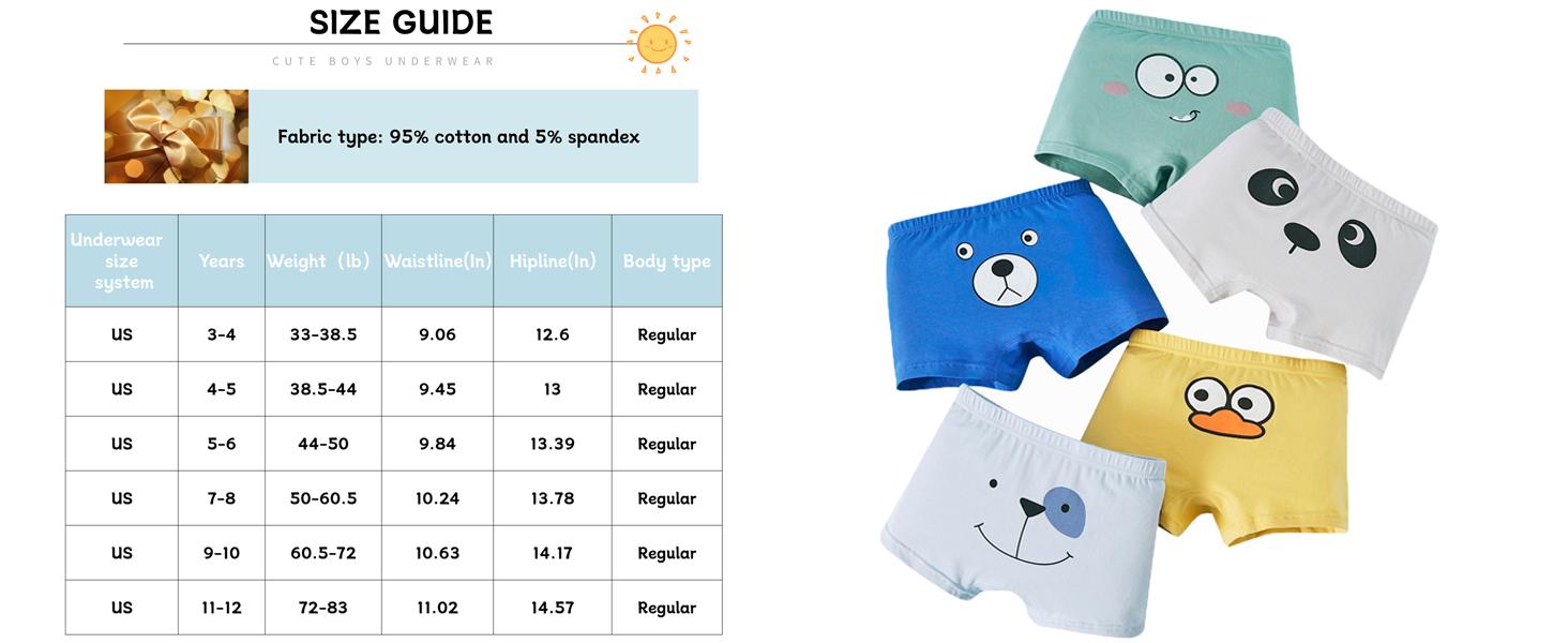 Toddler Boys' Boxer Briefs, 5-Pack Soft Cotton Tagless Underwear, Comfortable Stretch Briefs for Kids Ages 3-24