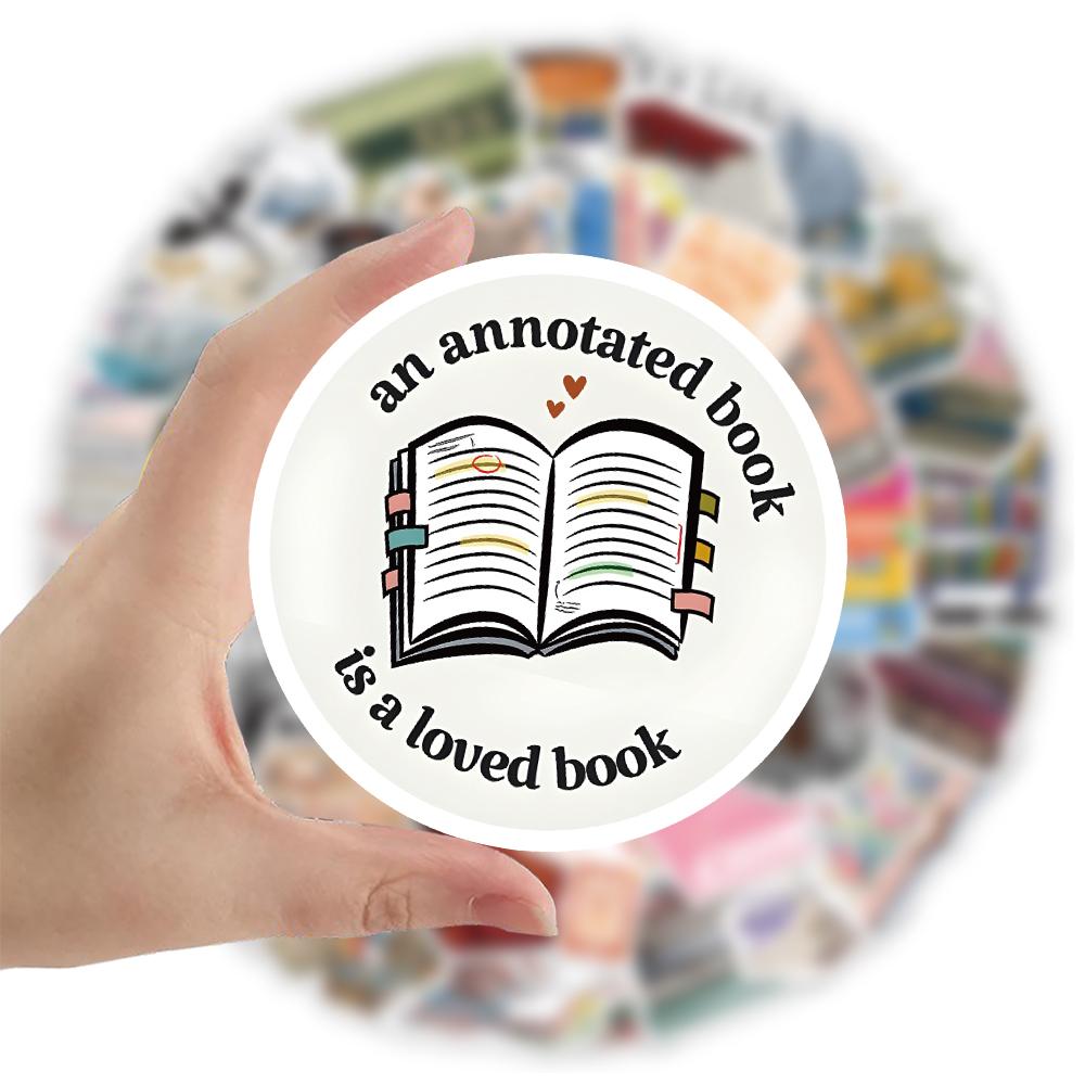 50 Sheets Reading Theme PVC Waterproof Stickers, Car Water Bottle Luggage Phone Laptop Decals, Durable and Easy to Apply