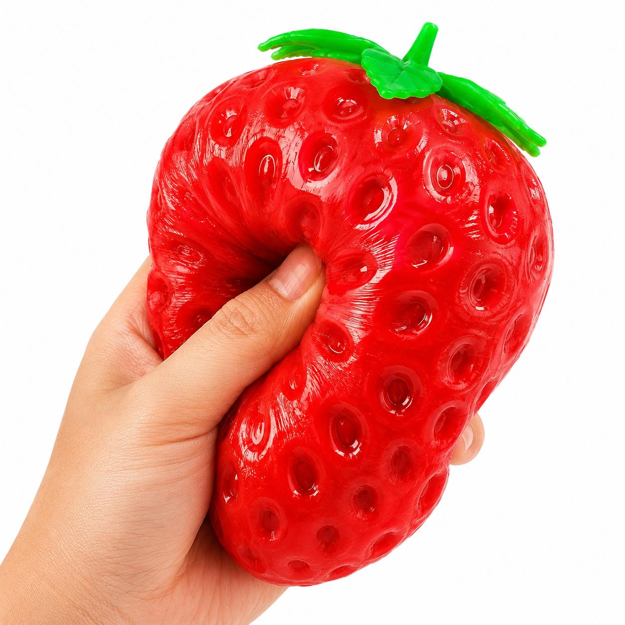 Extra Large Color Changing Strawberry Squishy Stress Ball - Squishies Fidget Toy for Adults & Ages 6+, Safe Non-Toxic Material for Stress Relief & Sensory Play