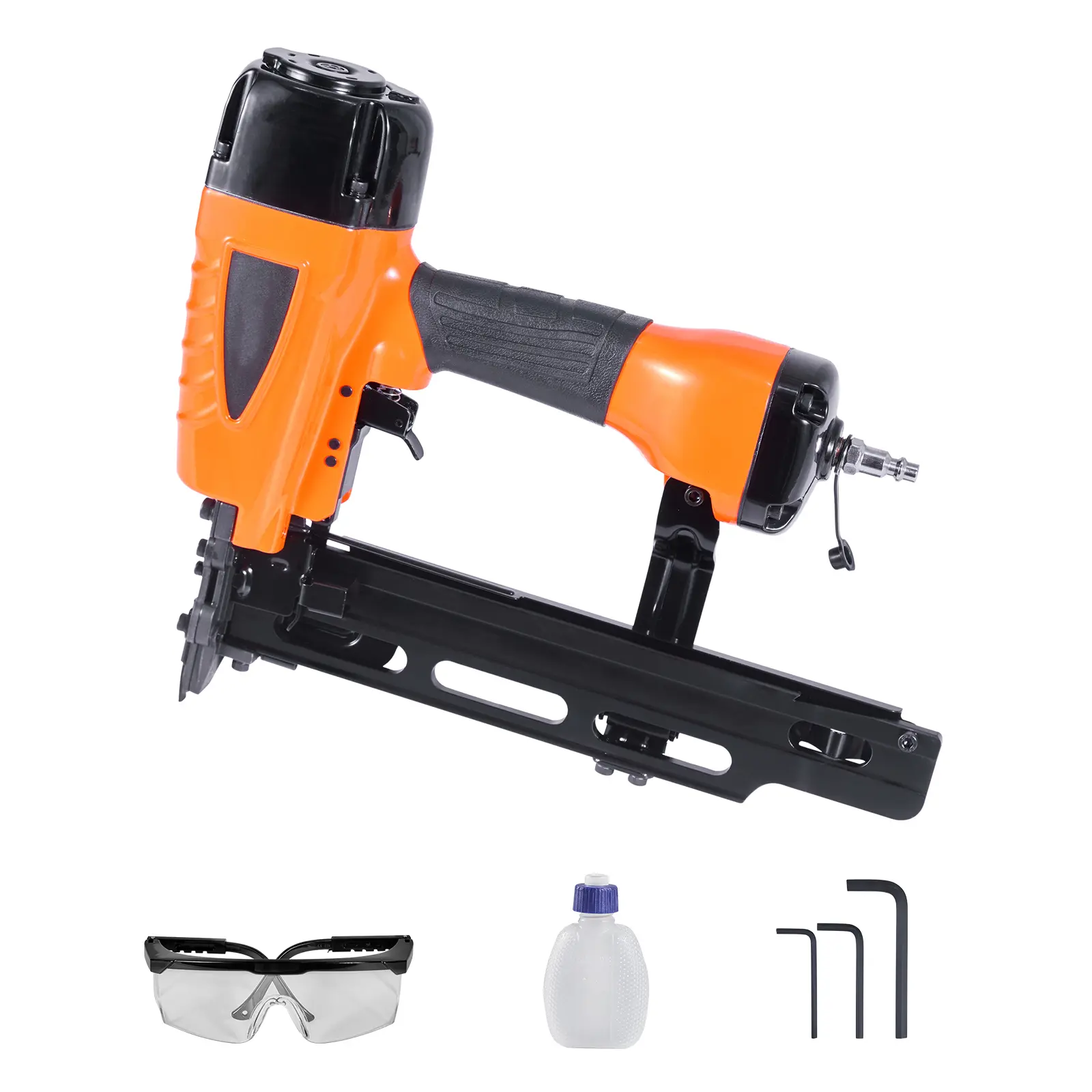 Pneumatic Staple Gun, 16 Gauge 7/16-inch Medium Crown Pneumatic Stapler 1" to 2" Length, 70-120PSI Heavy Duty Air-Powered Staple Gun for Roof Decking, Wall Sheathing, Fencing and Subflooring