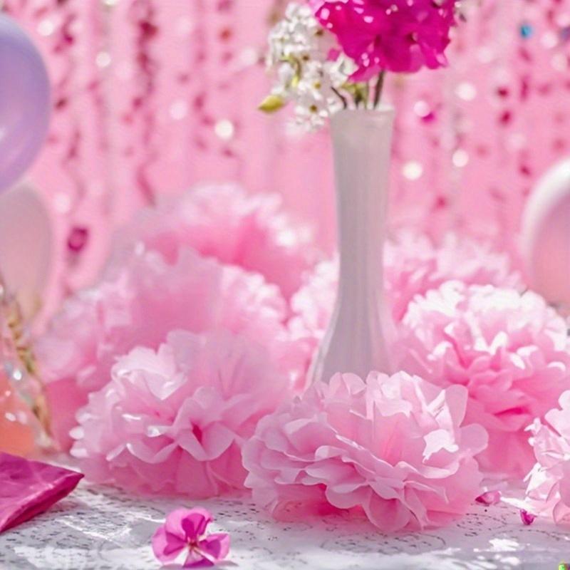 Pink Decor 30pcs Set of Sweet Handmade Paper Flower Balls – Hanging Decorations in Various Sizes, Perfect for Engagement Weddings, Birthday Parties, and Home Outdoor Decoration, Pink Series