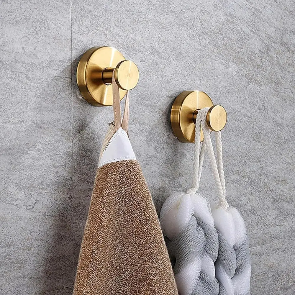 4-Pack 60mm Round Base Vacuum Suction Cup Hooks, 304 Stainless Steel Heavy-Duty No-Drilling Indoor Use Wall Hooks, Waterproof Rose Gold Finish for Towels, Robes