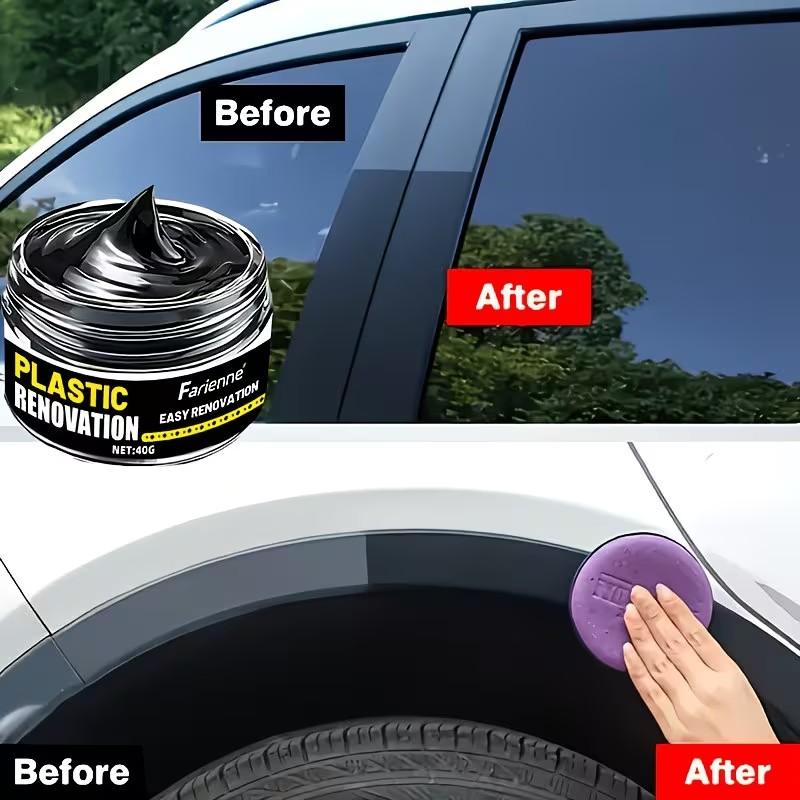 Car Plastic & Rubber Repair Cream, Glossy Paste for Body and Interior, Prevents Fading and Oxidation, Suitable for Bumpers, Leather, Plastics
