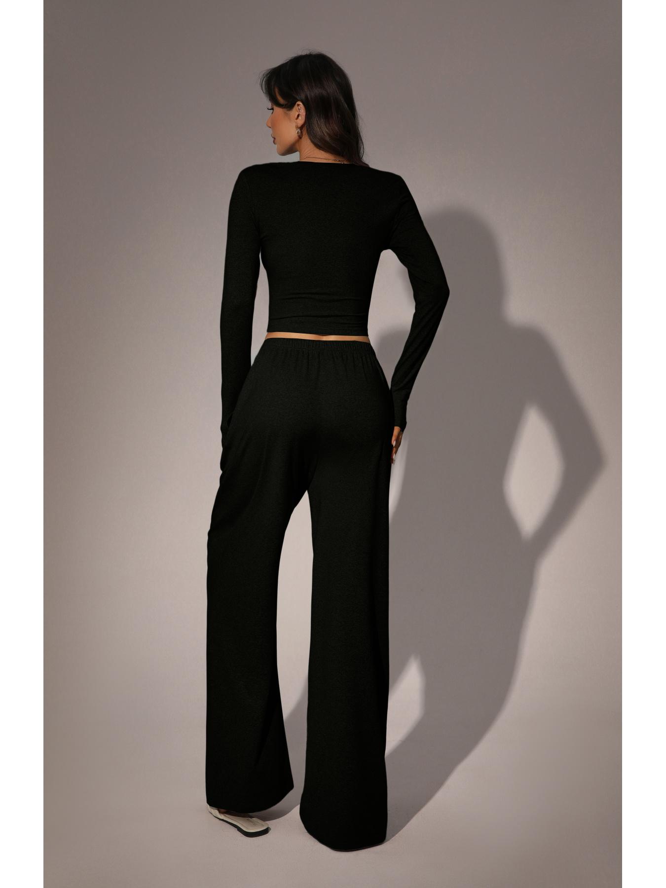 Women's Long Sleeve Square Neck Loungewear Set, Casual Loose Fit Home Wear, All Seasons Comfortable Fabric, 2026 New Arrival