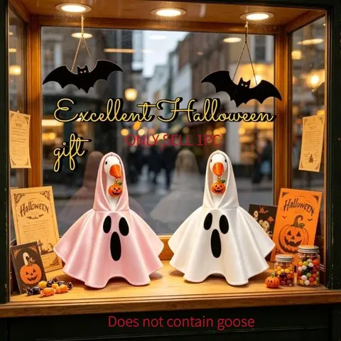 7-Inch Desktop Goose Halloween Decoration Set, Costume and Pumpkin Hanging Decor, Two Colors Available, Fun Mini Goose for Party Photoshoots, Party Decorations