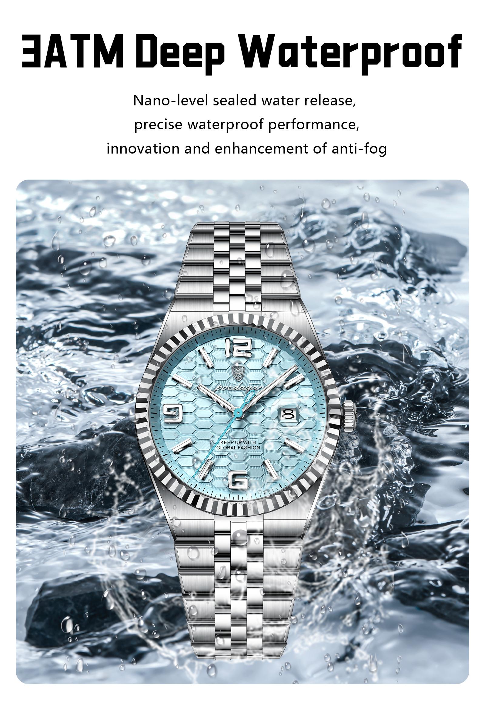 Poedagar original high-quality men's watch, waterproof, luminous, date, luxury, stainless steel quartz watch, men's watch, Modern Fashionable Wristwatch, Business Fashion Watches