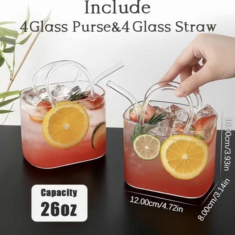 1/2/4 piece 26oz Creative Handbag Shaped Thick-Bottom Glass Cup, Food Grade Easy Clean Multi-Function Cup, 3-In-1 For Drink Fish Tank Vase, Party Birthday Christmas Gift For Women, Home Decor High-Appearance Cup