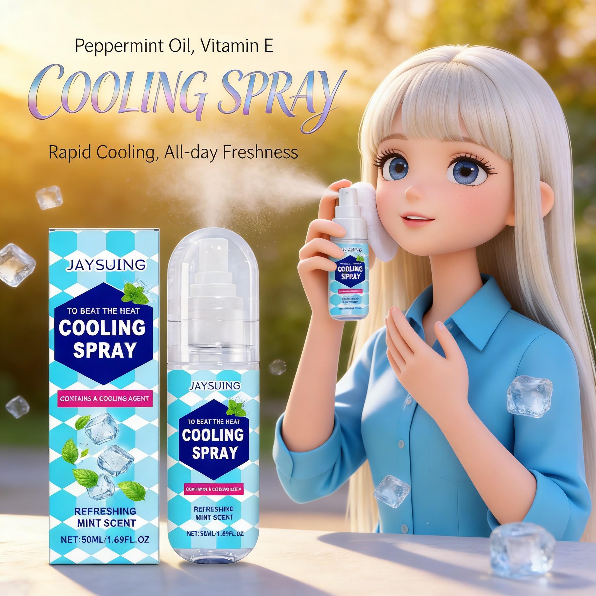 50ML Outdoor Cooling Spray, Portable Summer Body Refreshing Mist, Long-Lasting Cool Scent, Essential for Outdoor Travel, Suitable for All Skin Types